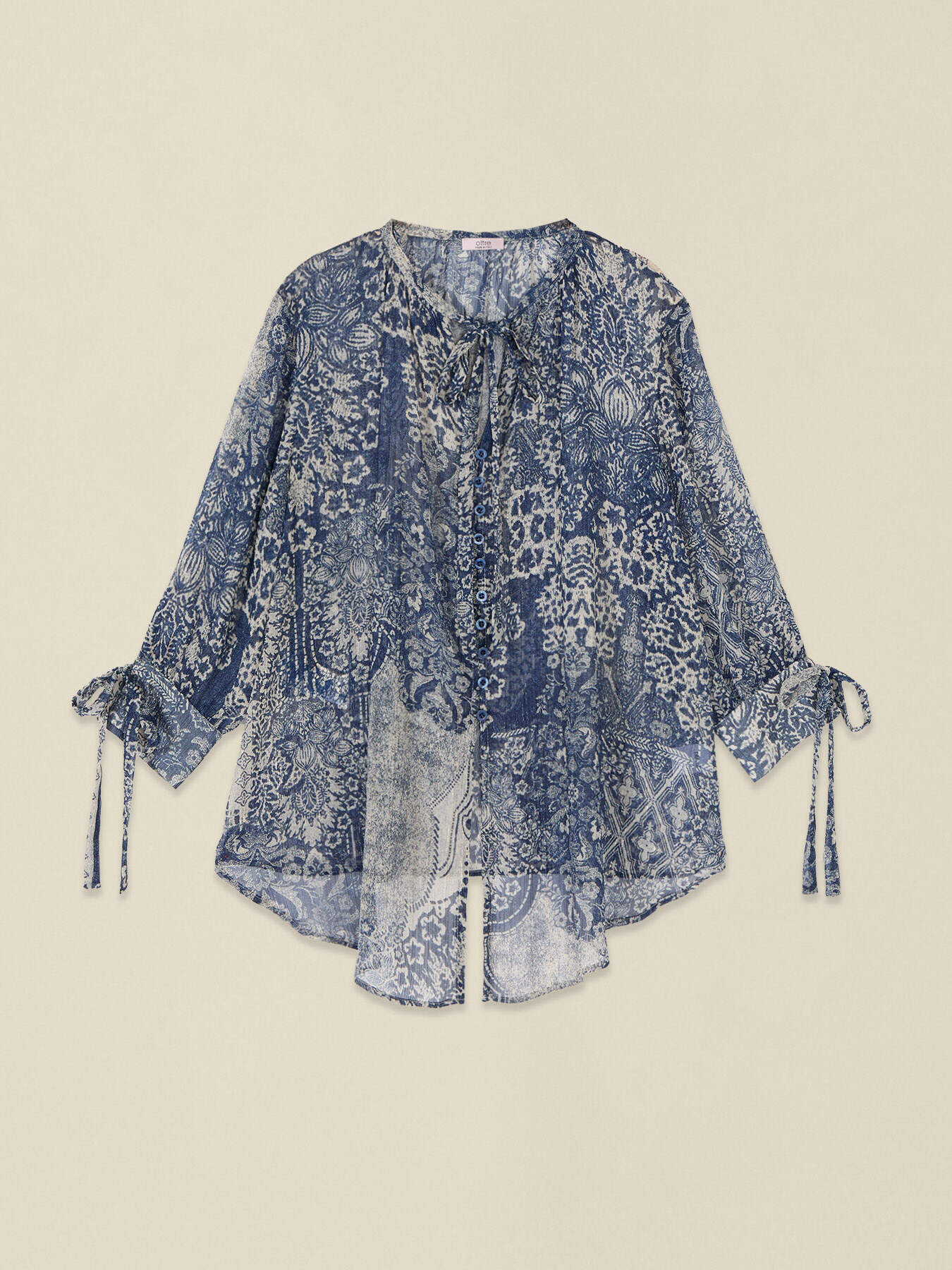 Bluză cu imprimeu și fundiță image number 3