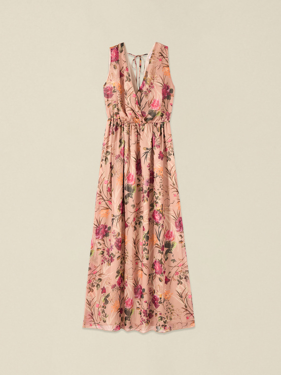 Long dress in patterned georgette