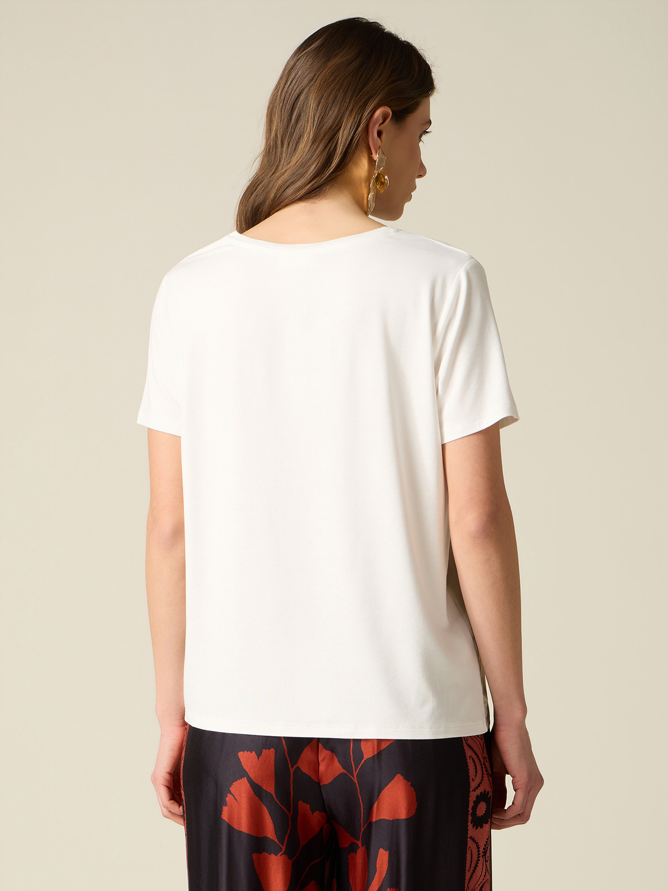 T-shirt con inserto in raso stampato image number 1
