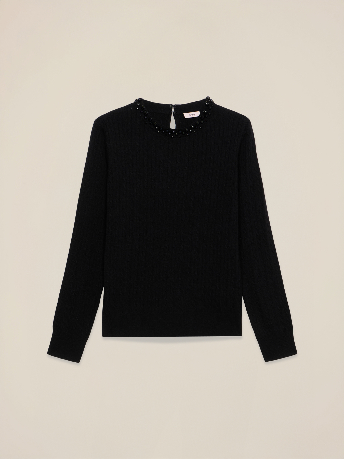 Crewneck sweater in cashmere blend with appliqu&eacute;s image number 3