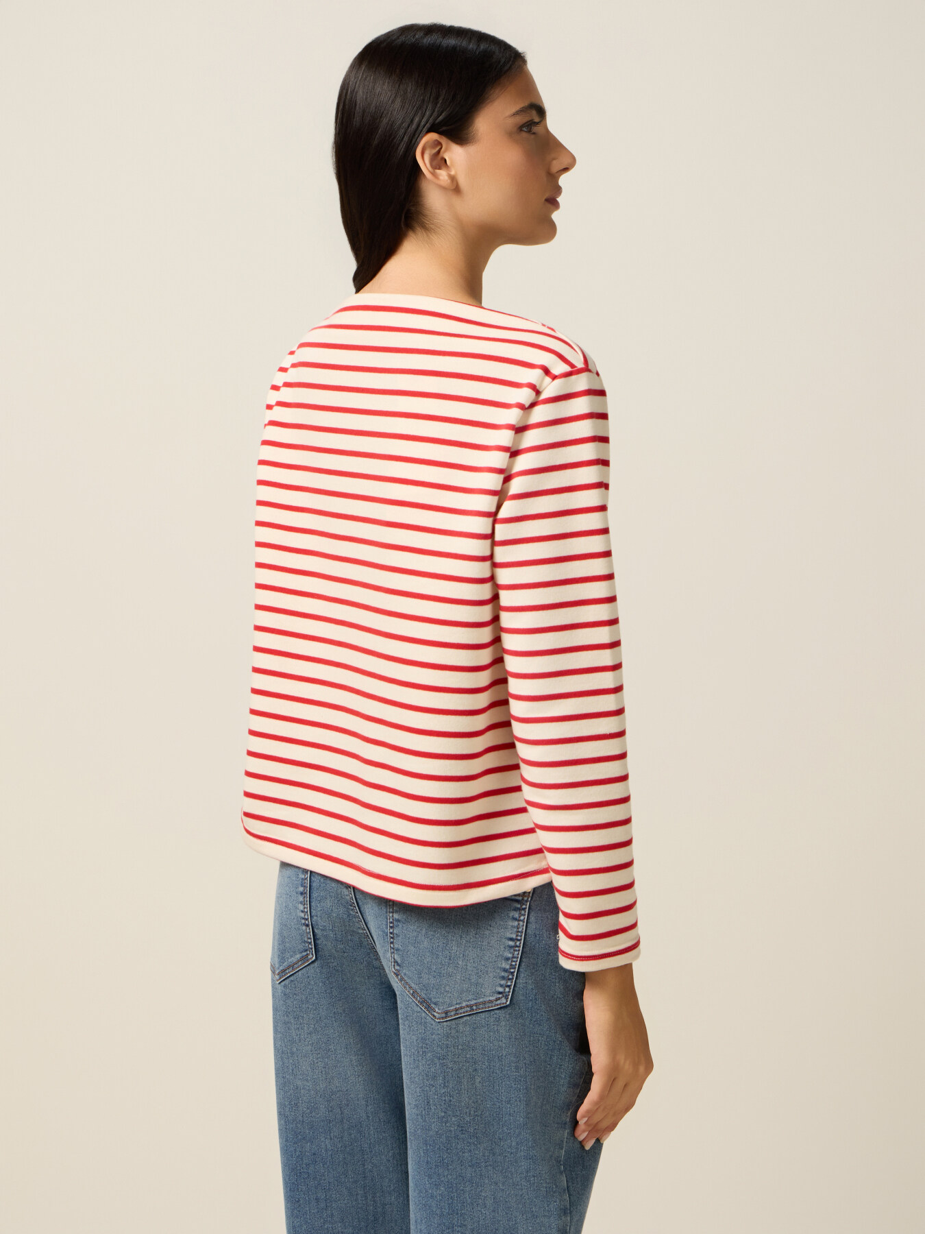 Gestreiftes Sweatshirt mit Patch image number 1