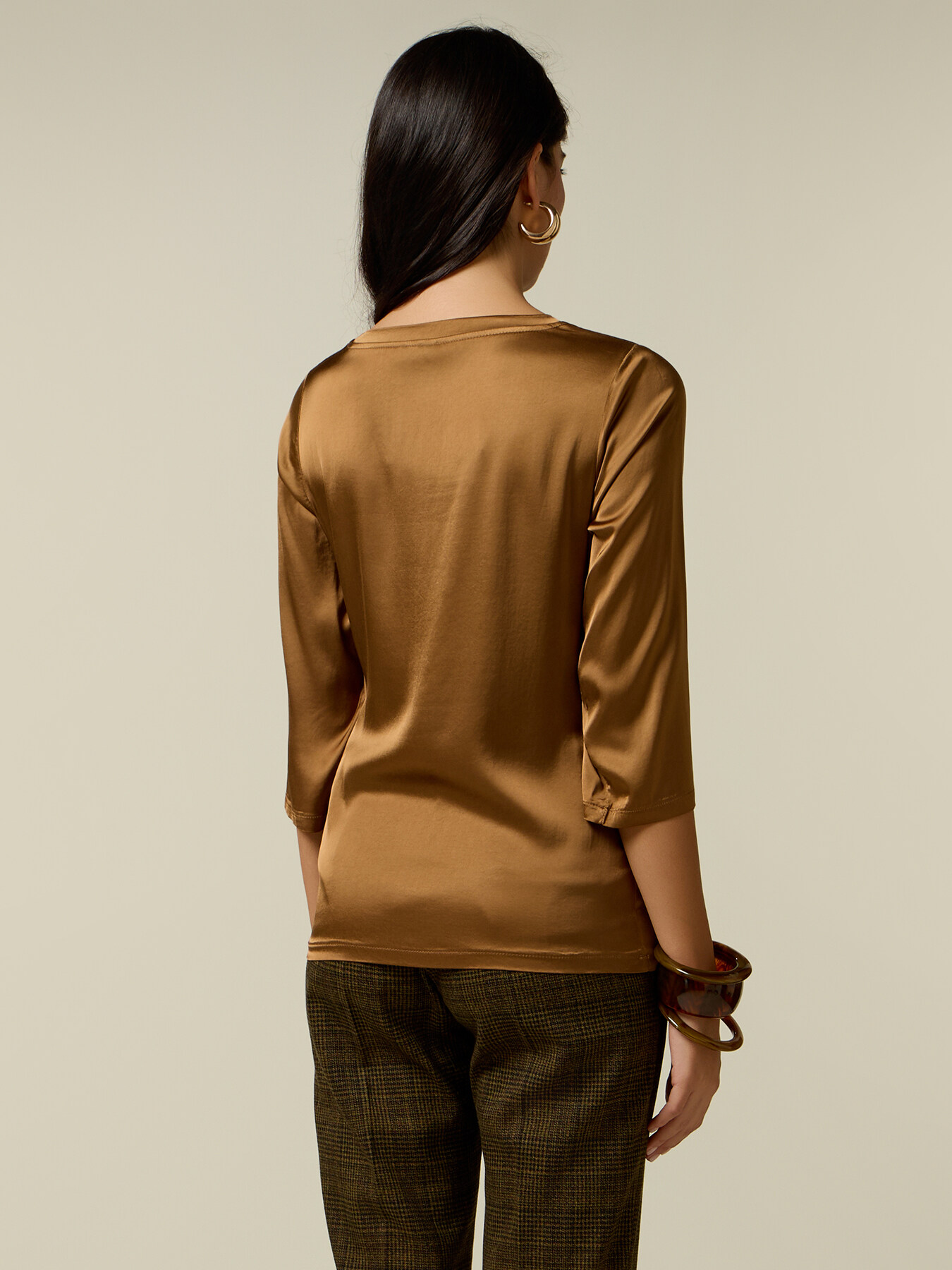 Blusa in raso di viscosa stretch image number 1