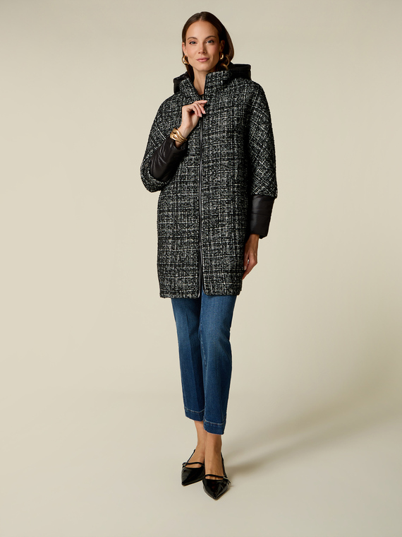 Tweed parka with quilted details