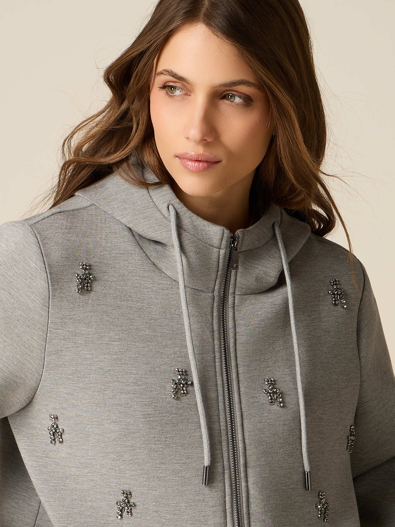 Giubbotto in scuba con applicazioni gioiello image number 2