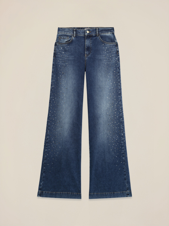 Pantalones palazzo vaqueros con cristales
