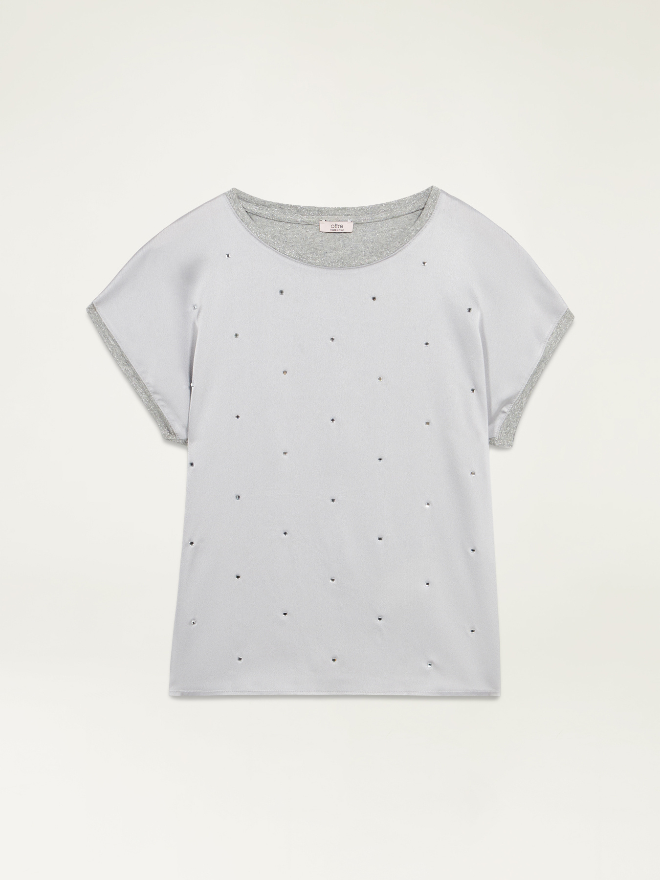 Dual-fabric t-shirt with crystals image number 3