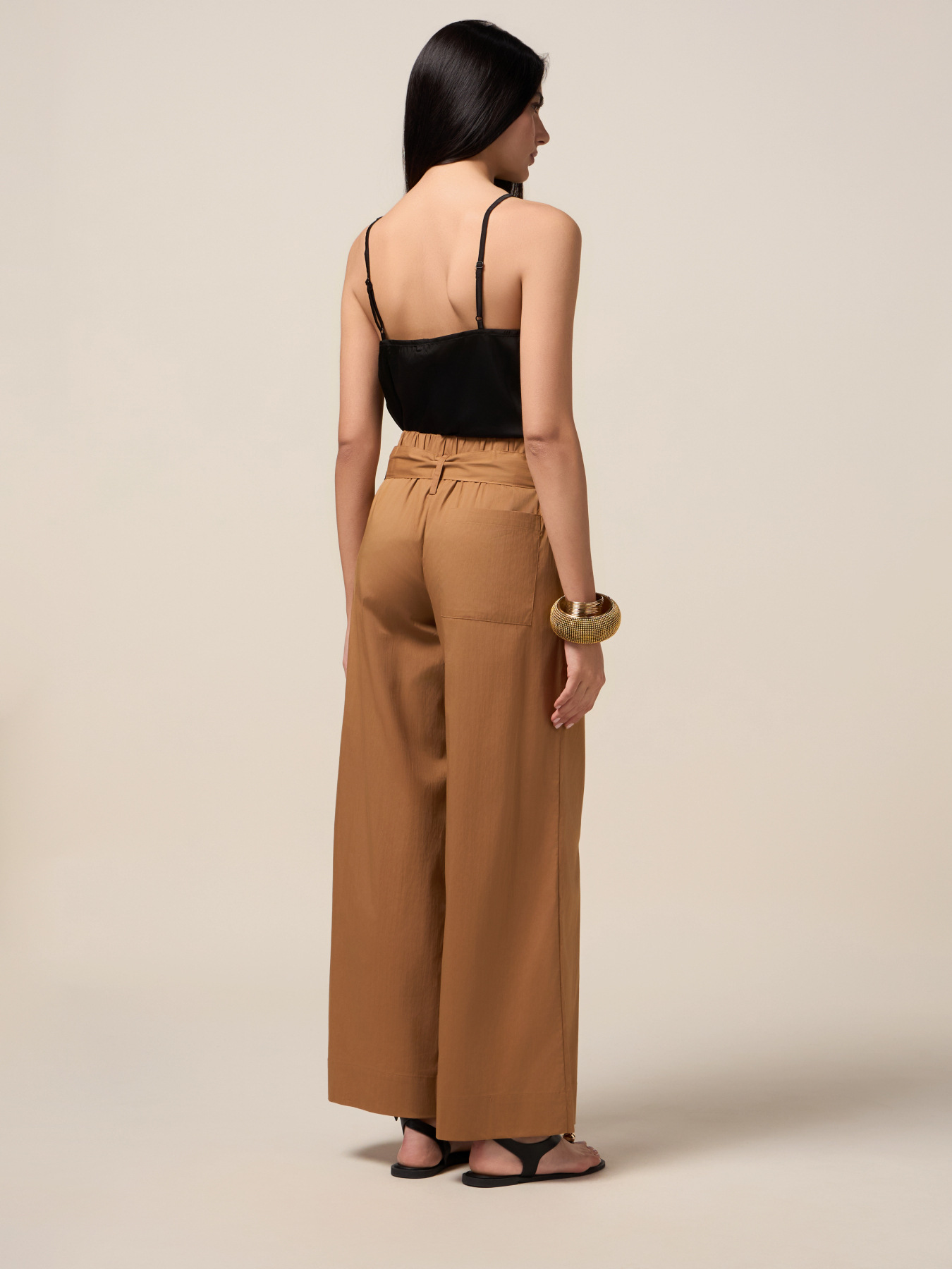 Pantalon palazzo en m&eacute;lange de coton image number 1