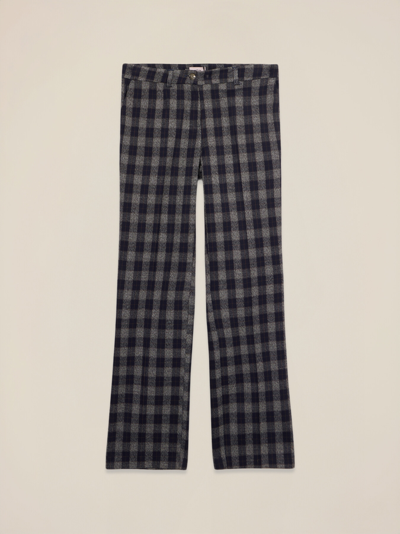 Pantalon jambe droite en flanelle &agrave; carreaux image number 4