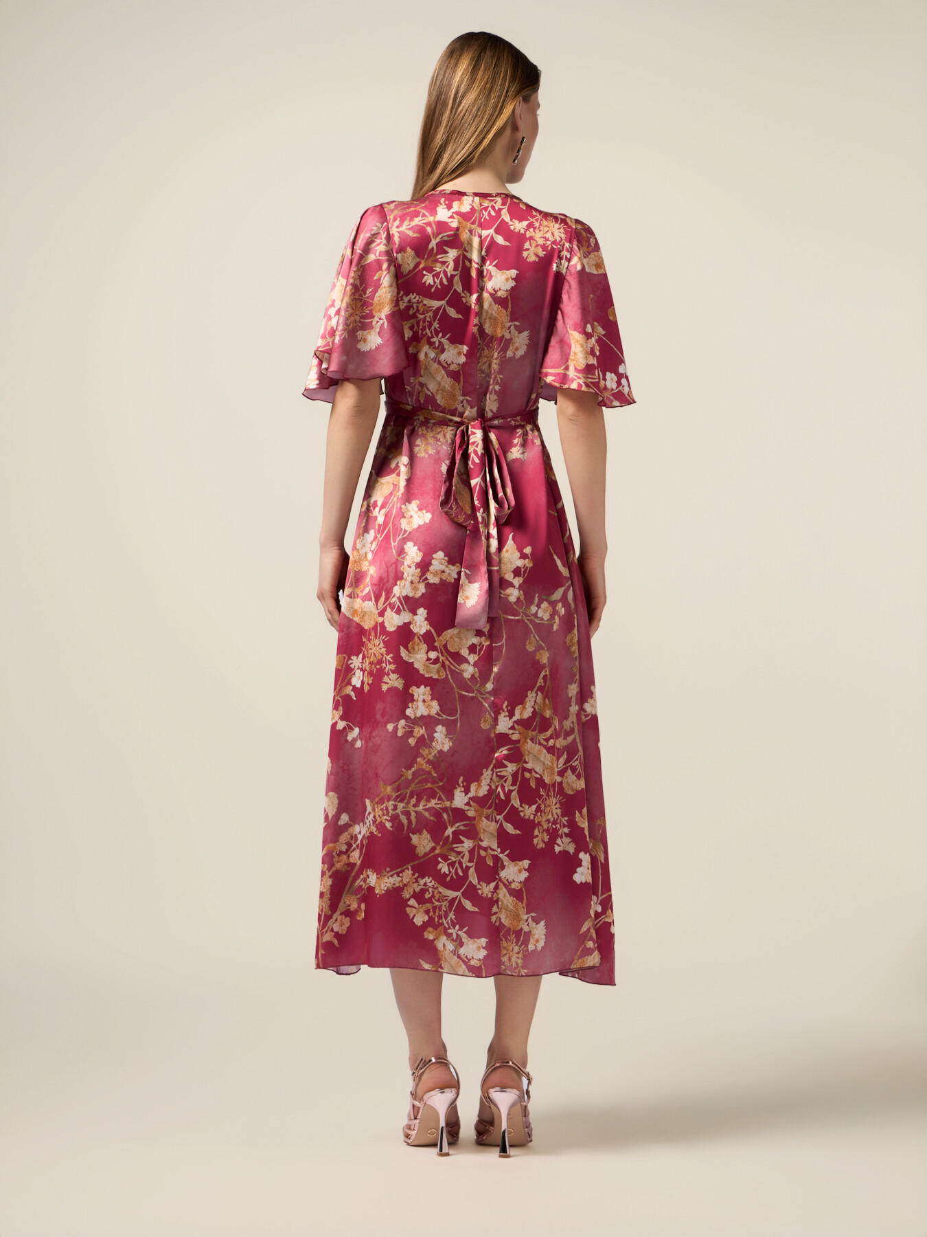Vestito lungo in raso floreale image number 1