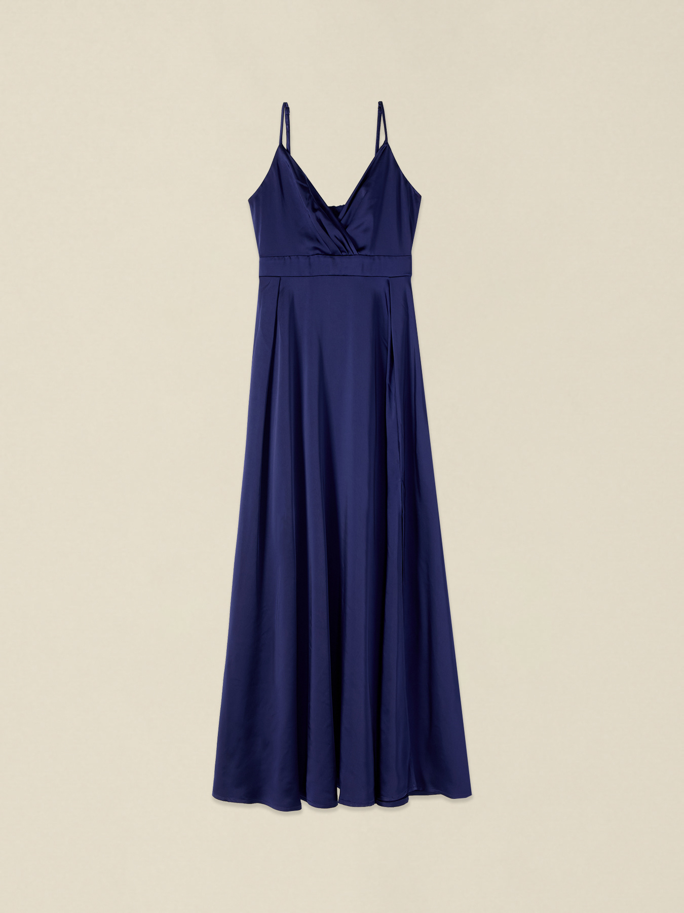 Long satin dress with slit image number 3