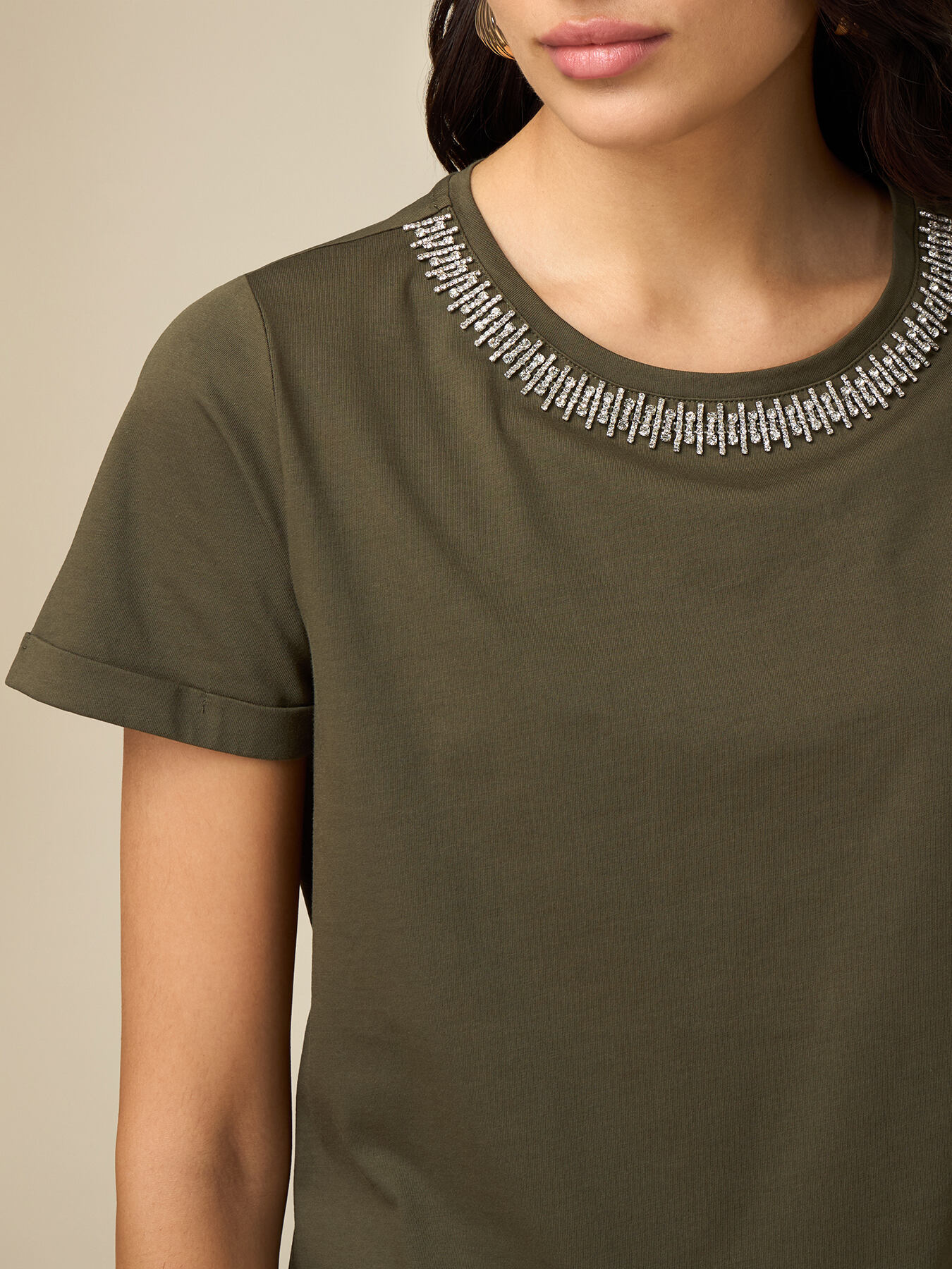 T-shirt with jewel embroidery image number 2