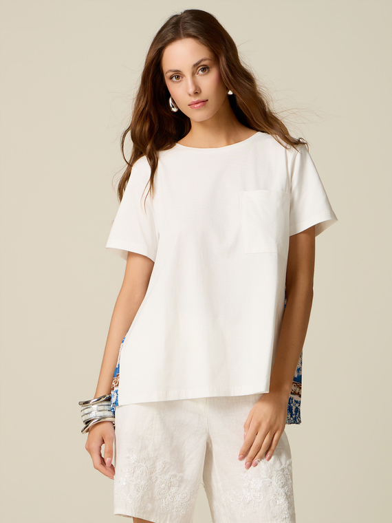 Tricou cu spate plis&eacute; imprimat