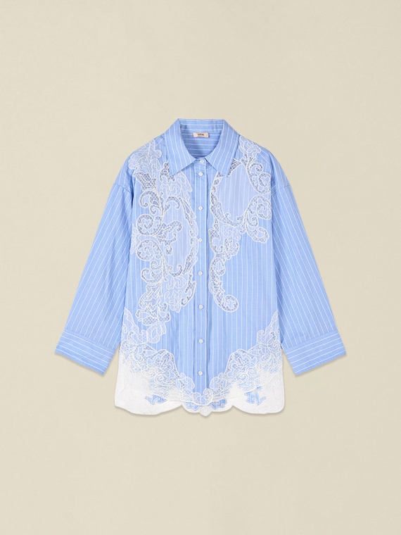 Shirt with lace inserts