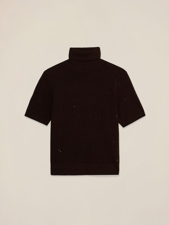 Short-sleeve turtleneck sweater