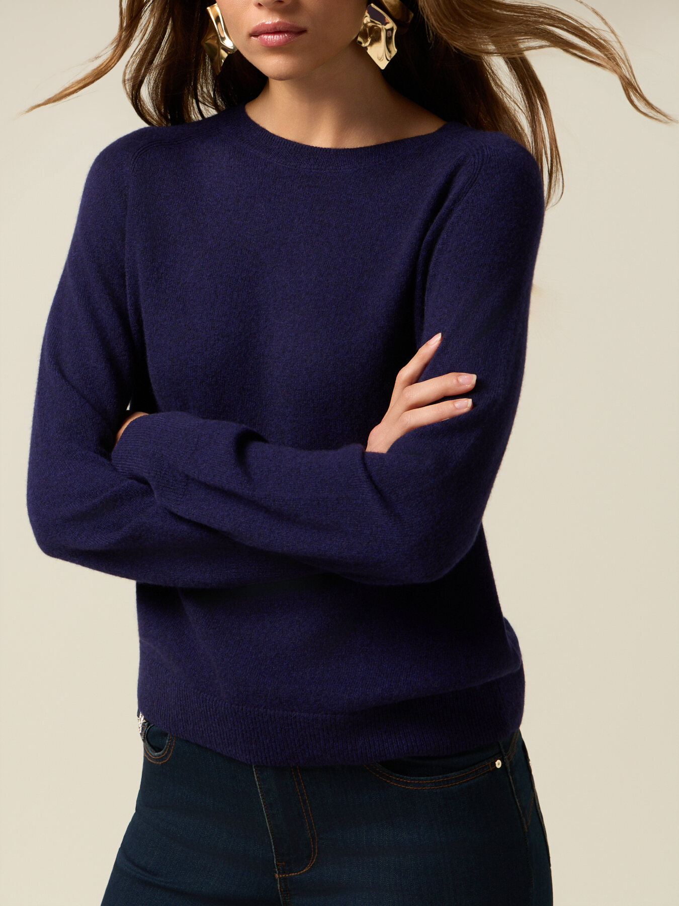 Pullover mit Rundhalsausschnitt aus reinem Kaschmir image number 2