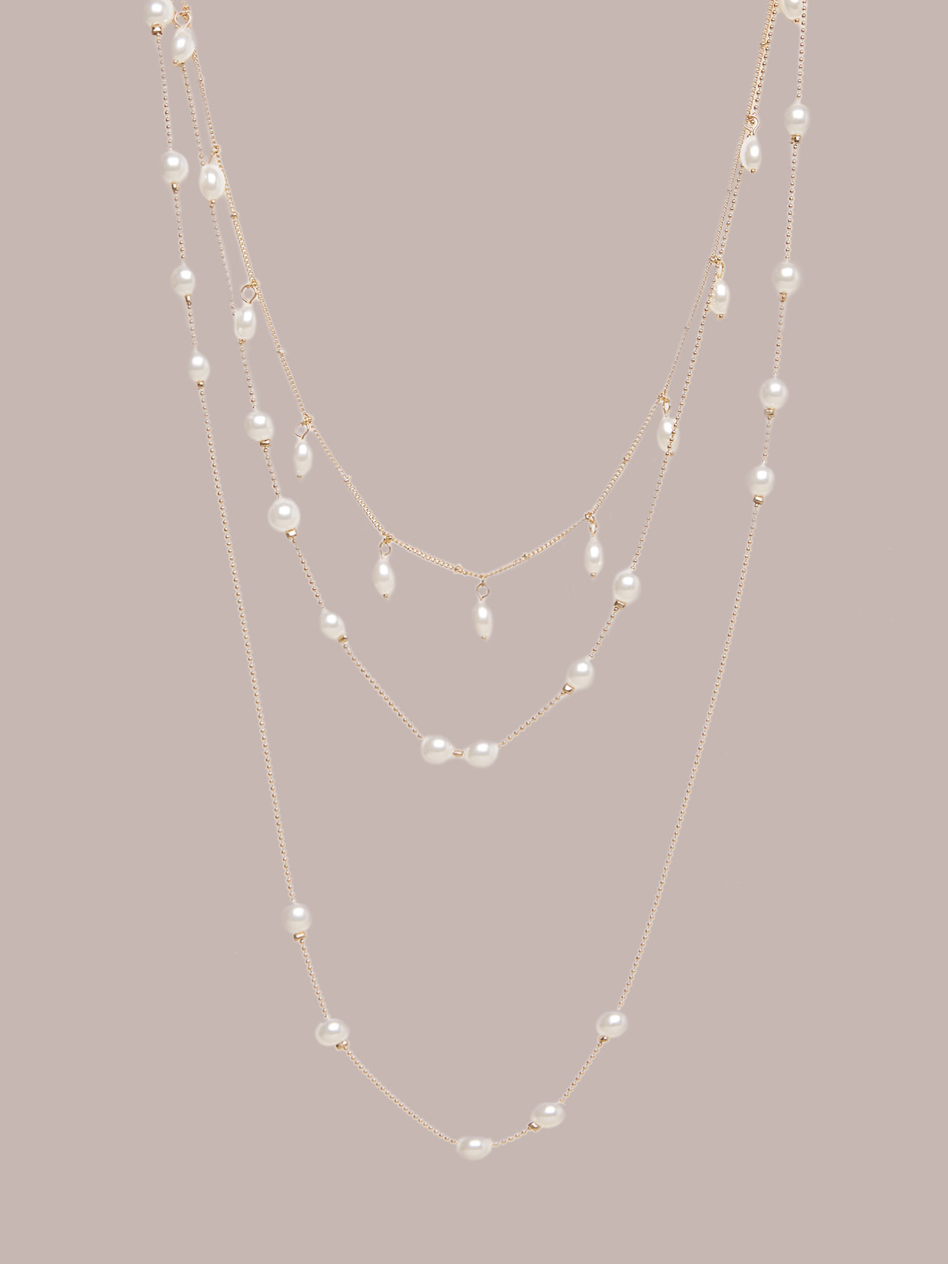 Collana lunga multifilo con perle image number 1