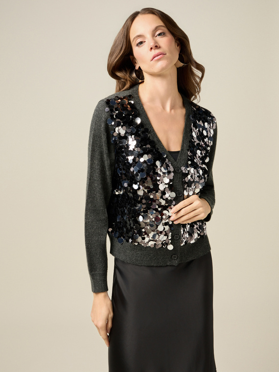 Cardigan avec maxi paillettes