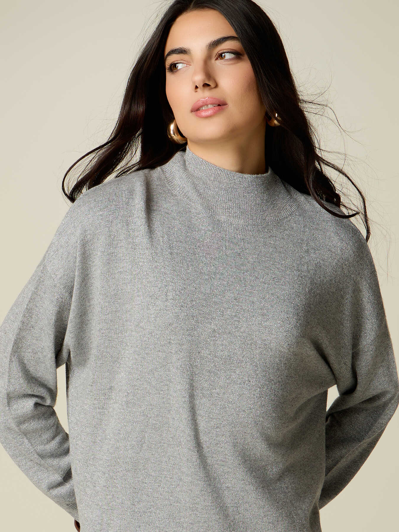Dolcevita lurex misto lana con pizzo image number 2
