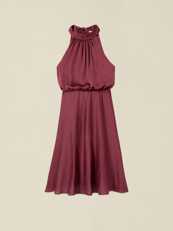 Vestito midi halter neck in raso