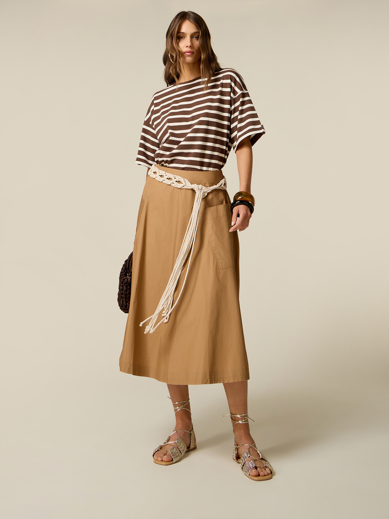 Flared poplin skirt image number 0