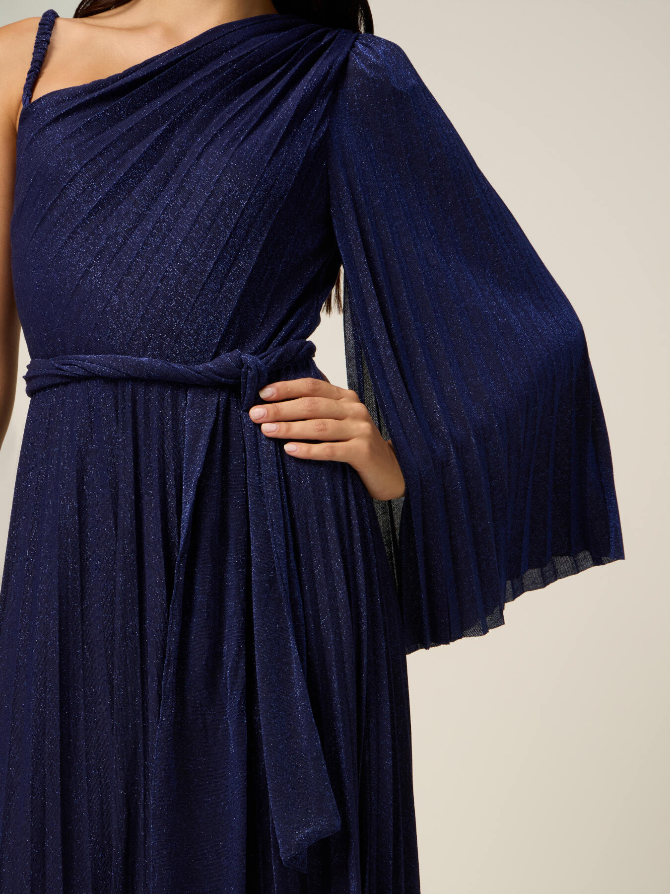 Rochie cu o singură bretea din jerseu lurex image number 2