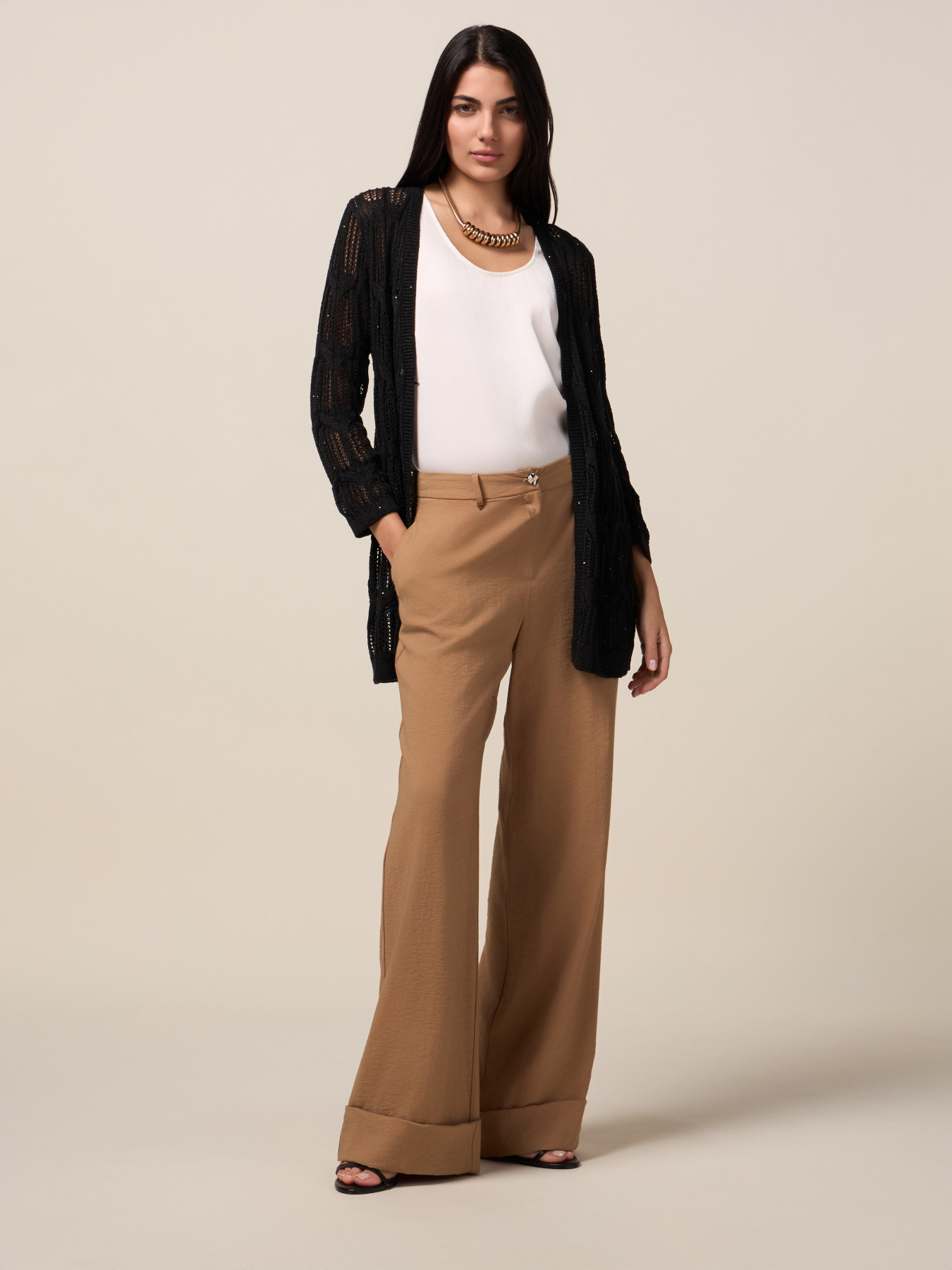 Lange durchbrochene Strickjacke image number 0