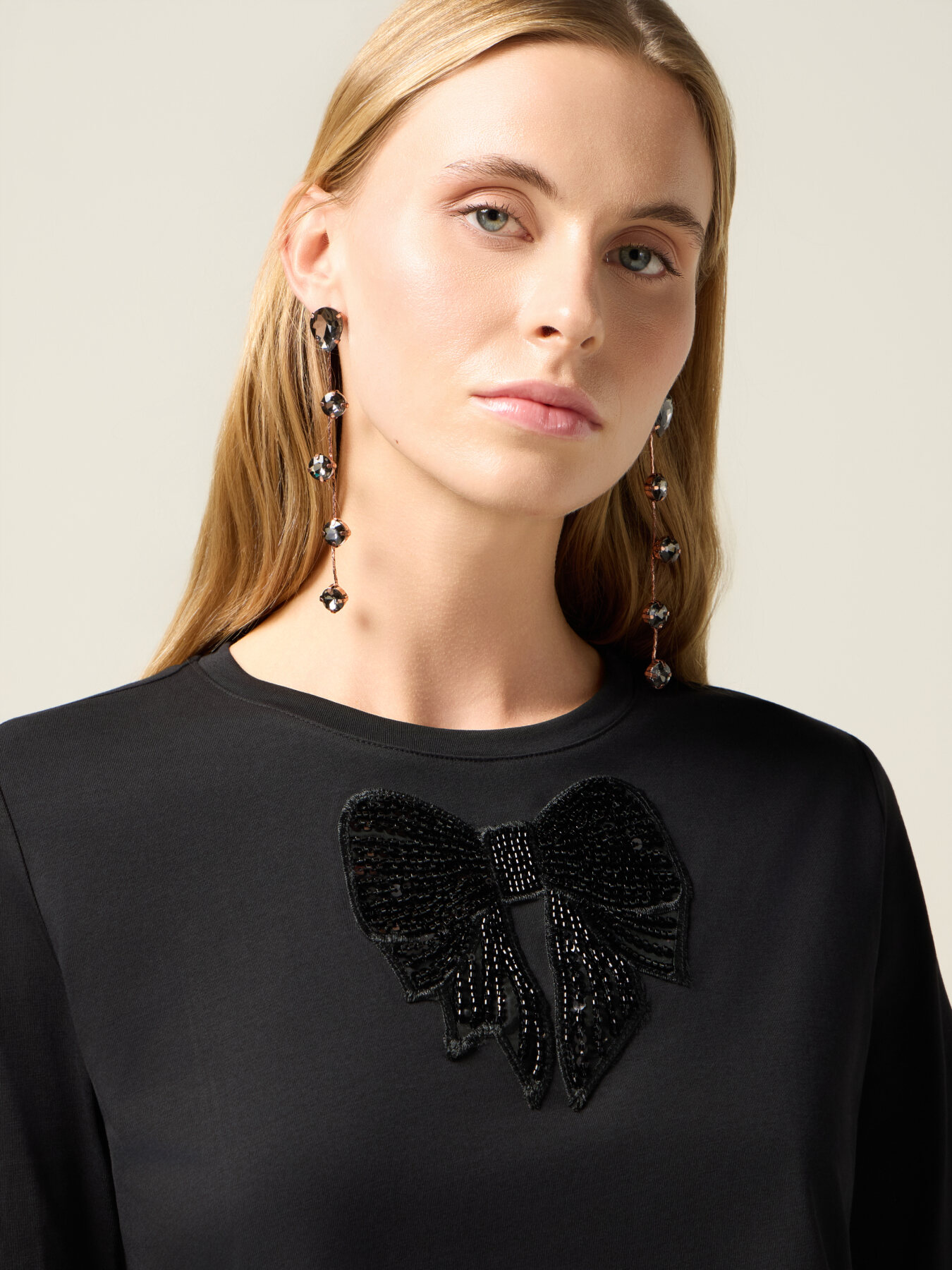 Jersey T-shirt with sequin patch image number 2