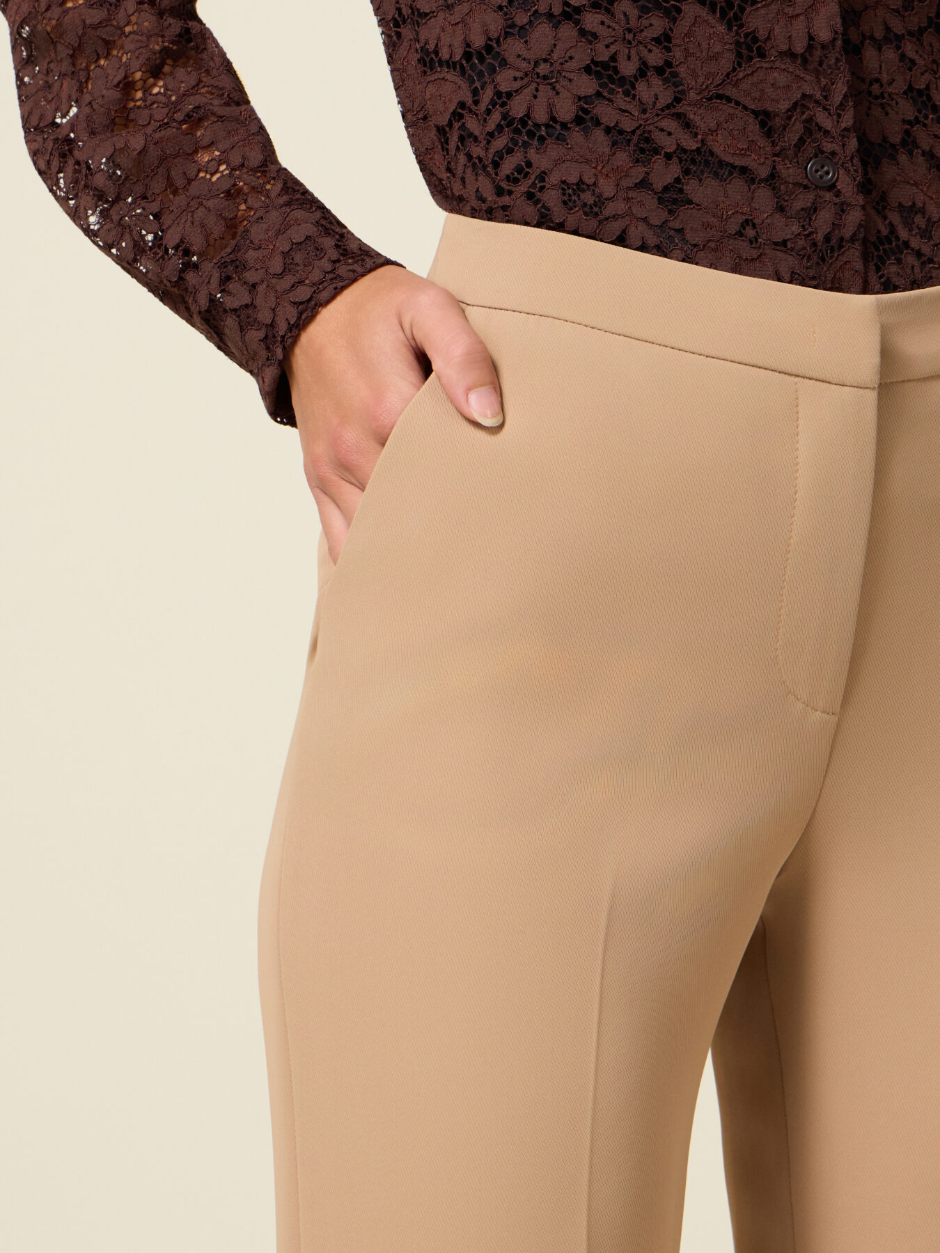 Wide-leg palazzo pants in crepe fabric image number 3