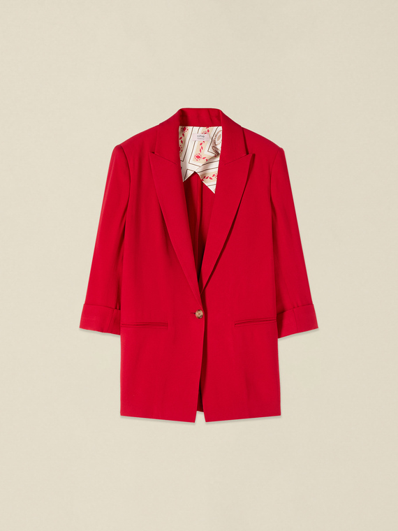 Blazer en m&eacute;lange viscose manches trois-quarts