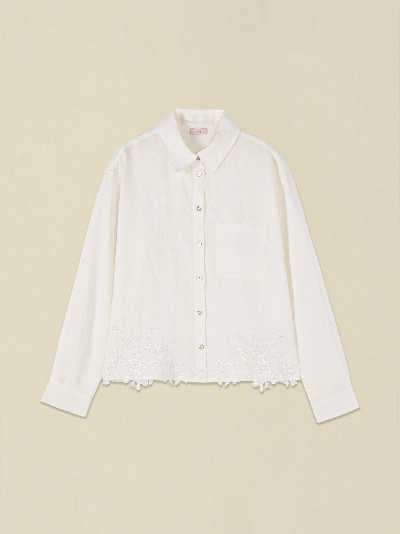 Linen shirt with lace image number 3
