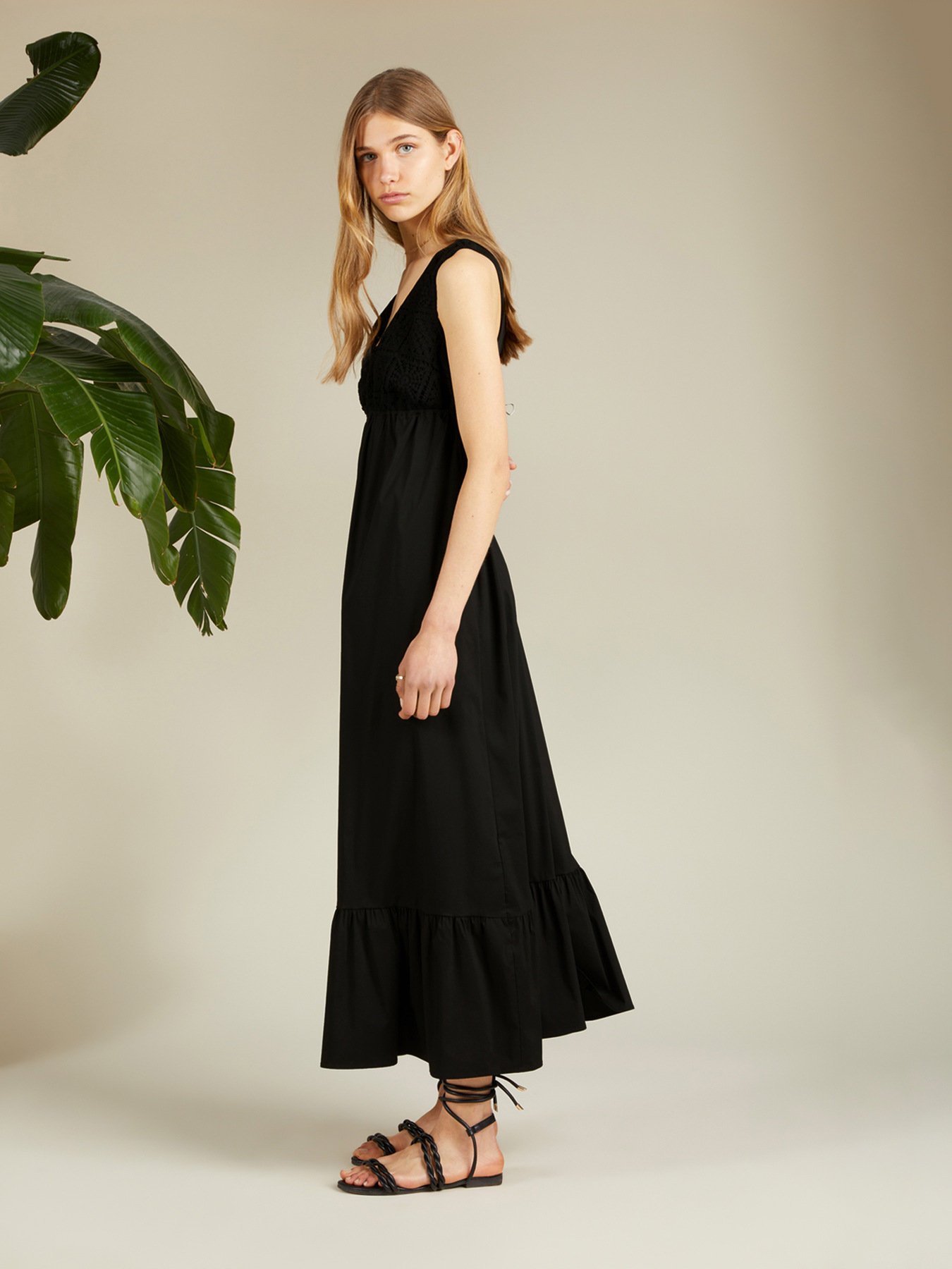 Vestito lungo con corpino in crochet image number 0