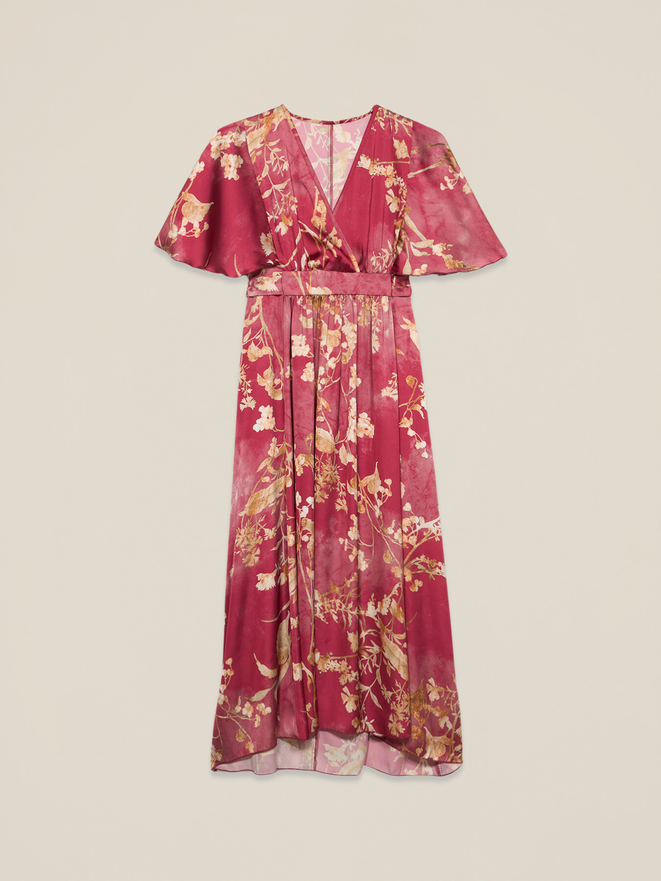 Langes Kleid aus floralem Satin image number 4