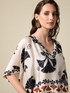 Kimono-Bluse aus gemustertem Satin image number 2