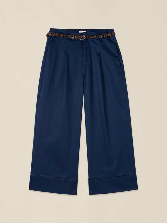 Pantaloni palazzo cropped con ajour