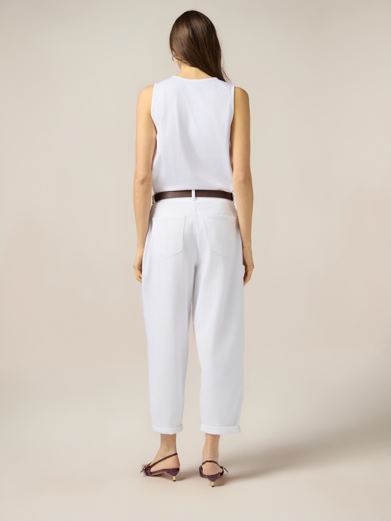 Pantaloni baggy in cotone con cintura image number 1