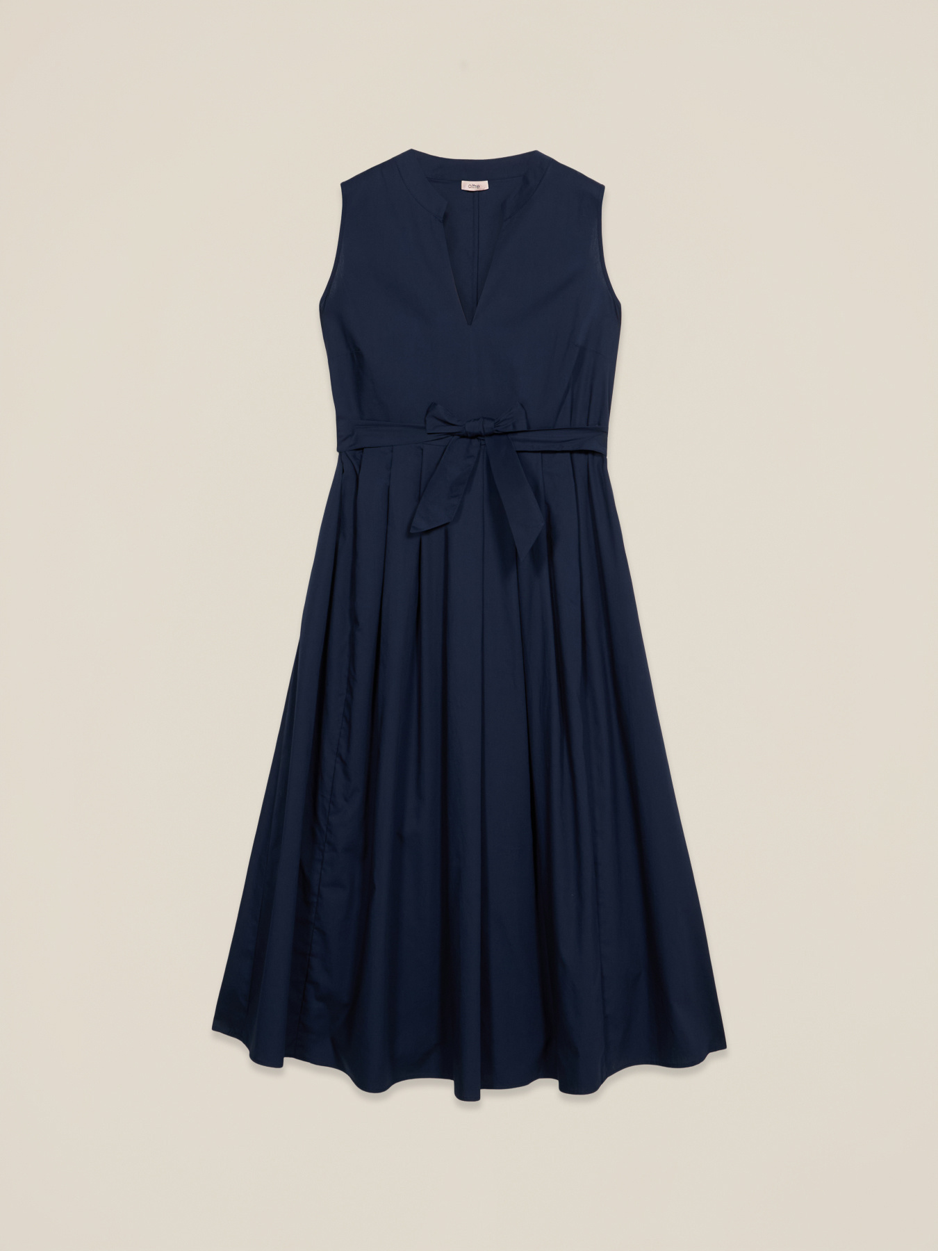 Midi poplin dress with belt image number 3