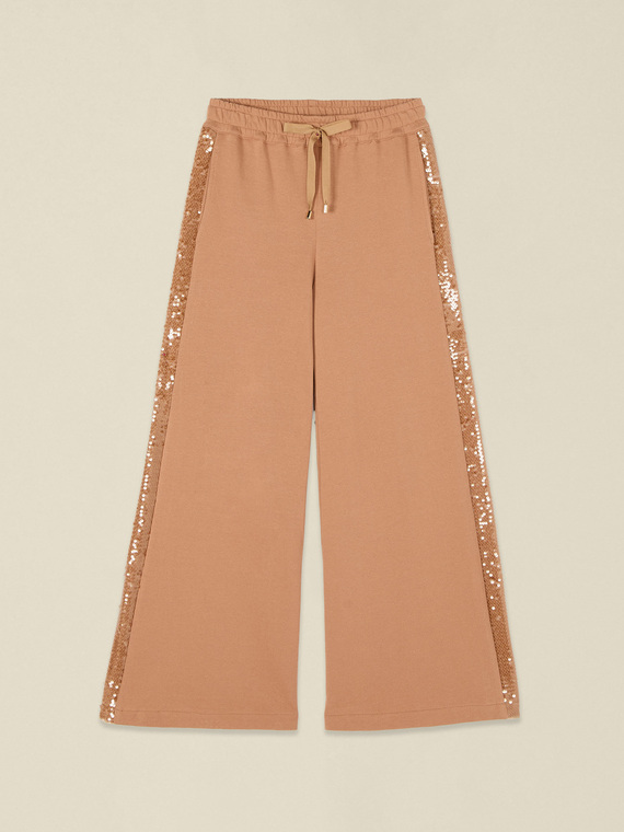 Palazzo pants in sweatshirt fabric with sequins