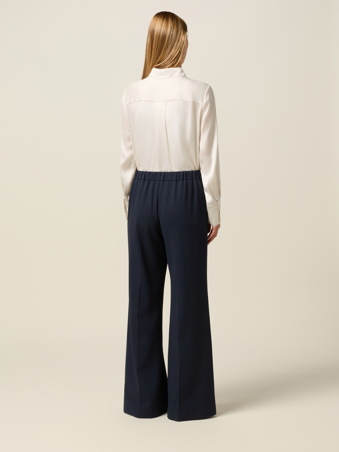 Wide-leg palazzo pants in crepe fabric image number 1