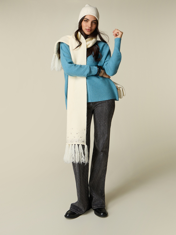 Jean flare gris avec cristaux