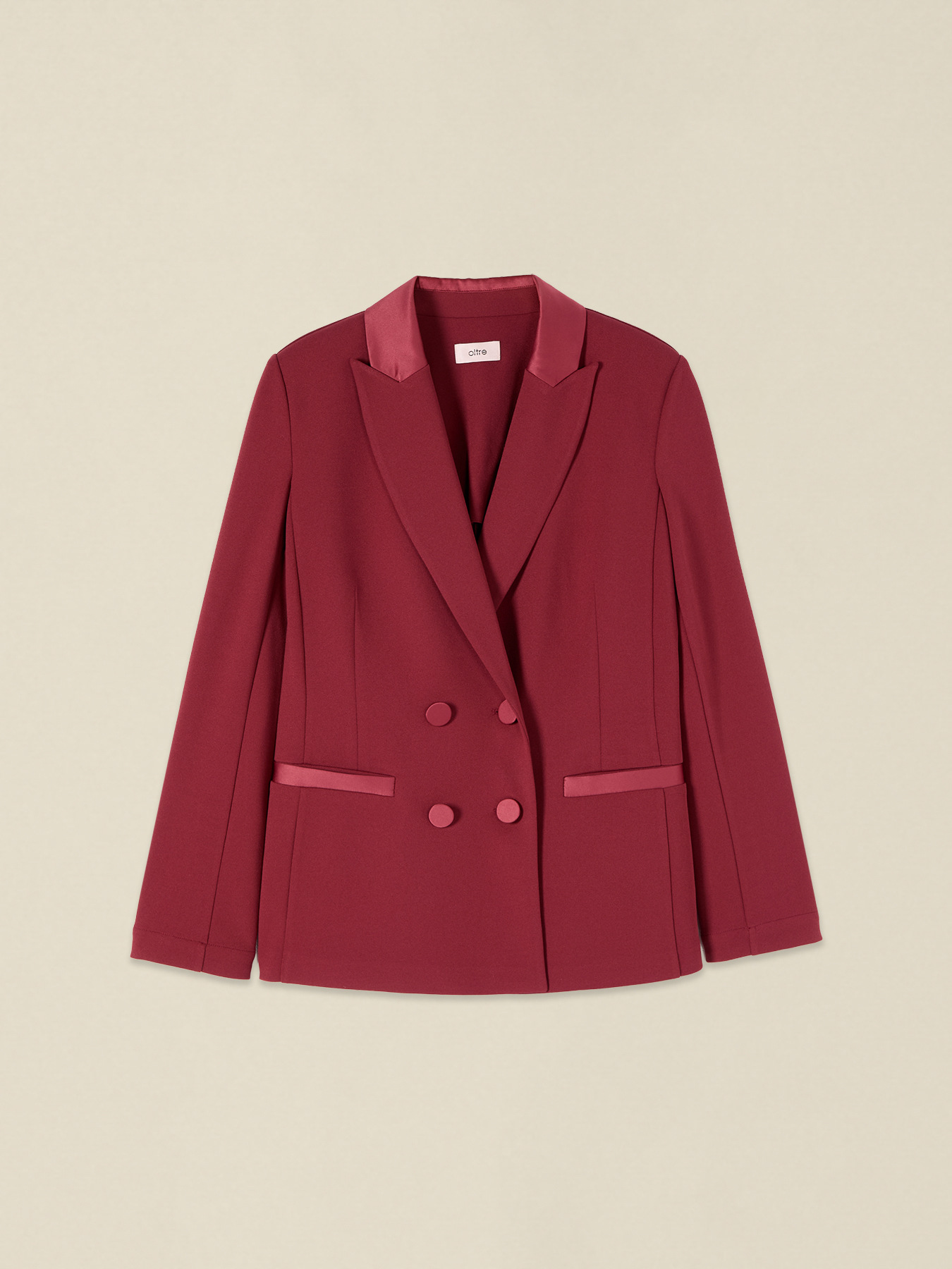 Double-breasted blazer with covered buttons image number 3