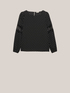 Blusa a pois con inserti in pizzo image number 3
