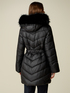 Mid-length down jacket with hood and fur-trimmed edge image number 1