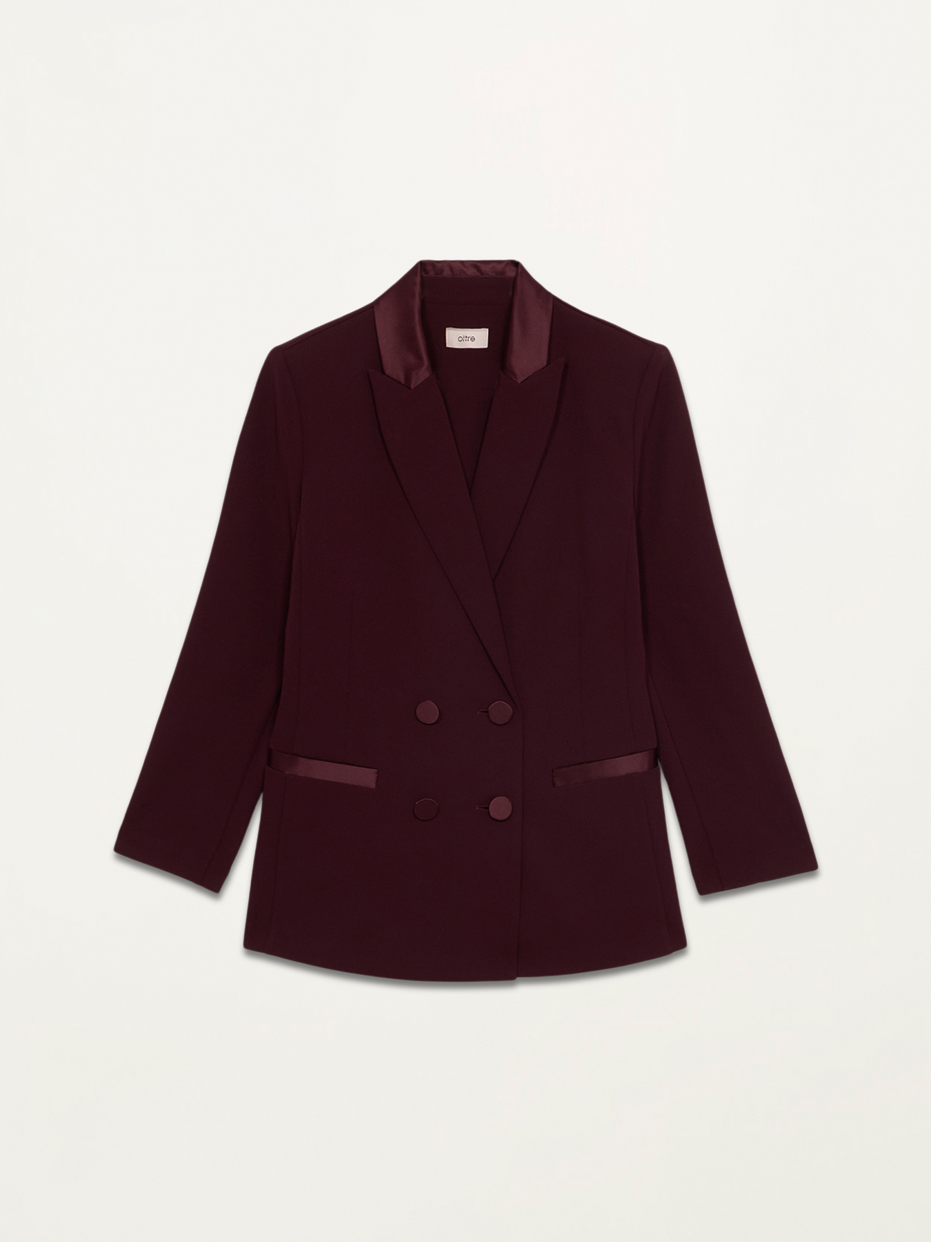 Zweireihiger Blazer mit Details aus Satin image number 3