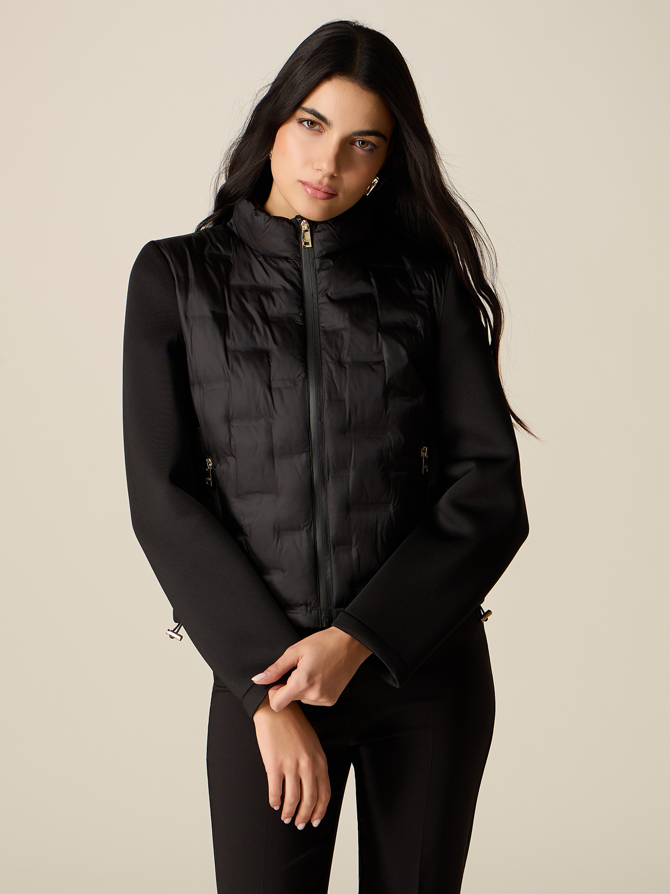 Lightweight puffer jacket with scuba sleeves image number 0