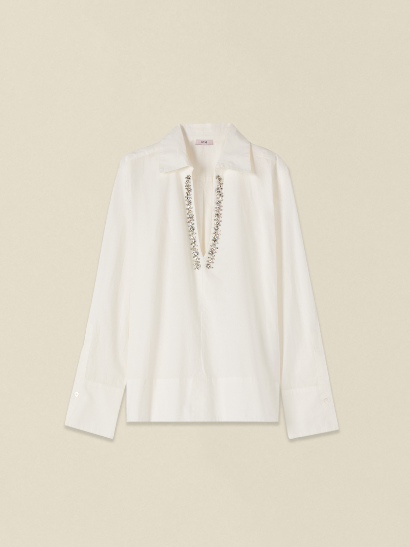 Blusa in cotone con cristalli image number 3