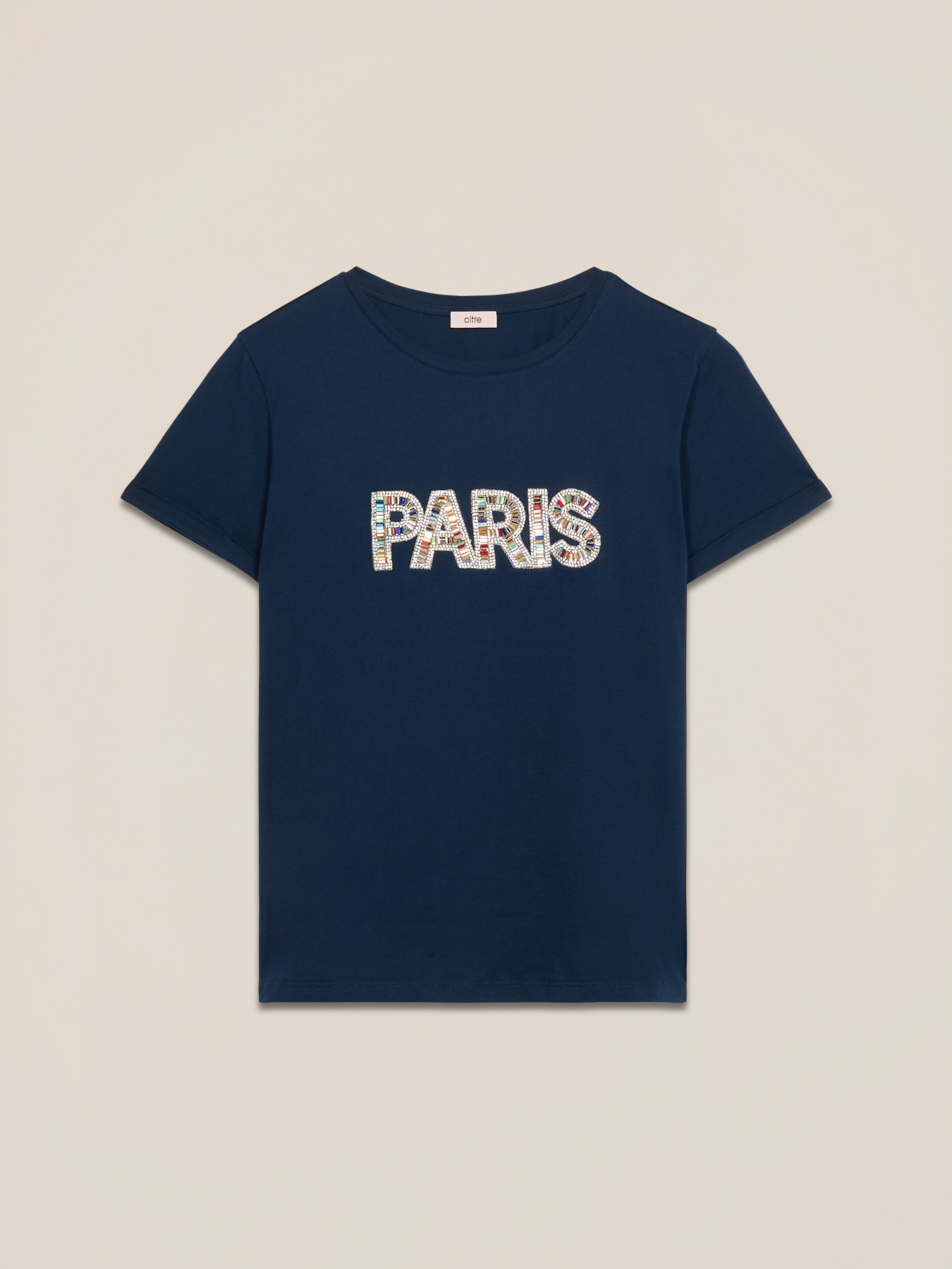 Jersey T-shirt with jewel appliqu&eacute; image number 3