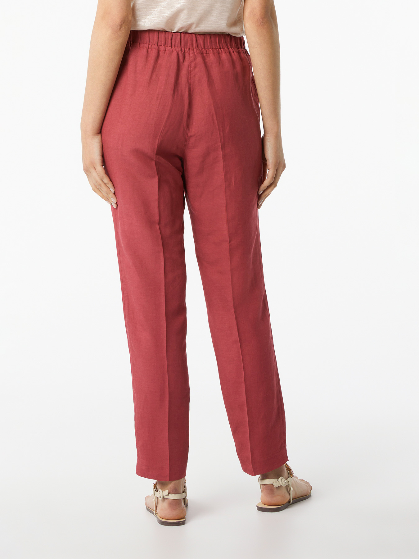 Pantalones joggers con mezcla de lino image number 1
