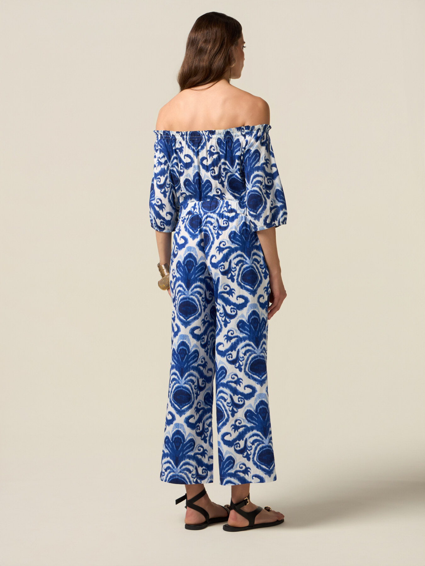 Patterned cotton palazzo pants image number 1