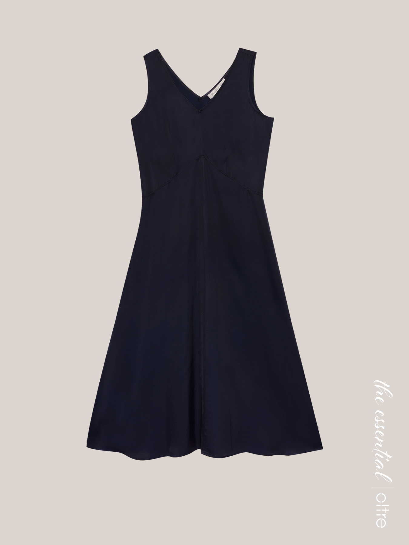 Vestito lungo scollo a V in raso image number 3