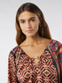Scarf print blouse with chain image number 2